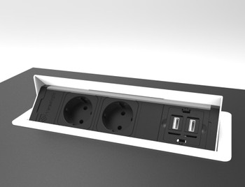 Встраиваемый розеточный модуль VersaNet 2.0 (3 розетки 220V, матовая сталь)