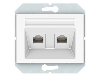 Tелефонная розетка RJ11,  двухместная,  без рамки