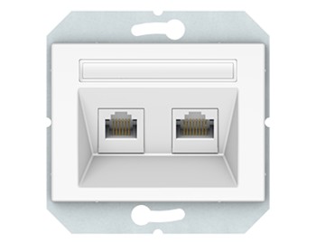 Tелефонная и компьютерная розетка, б\р, белоснежная