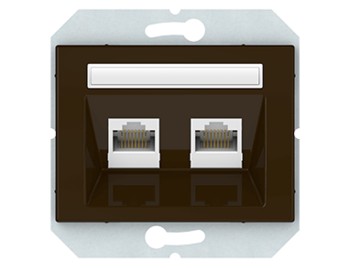Kомпьютерная розетка RJ45, Тайвань, двухместная, б\р, черная