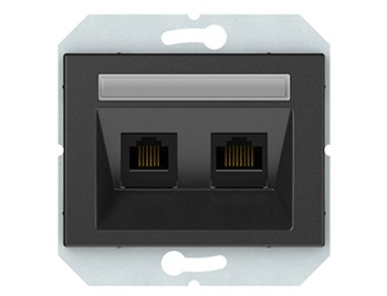 Tелефонная и компьютерная розетка,  без рамки, черная