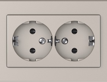 Розетка с заземлением, двухместная