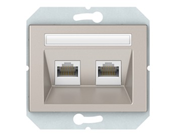 Kомпьютерная розетка RJ45, Тайвань, двухместная, б\р, серый