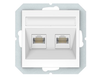 Kомпьютерная розетка RJ45, Тайвань, двухместная, б\р, белоснежный