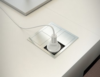 Электроустановочный модуль со сдвигающейся крышкой VersaHIT (1 розетка 220V + 2 USB 5V, матовый черный)