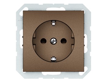 Розетка с заземлением, IP44,  без рамки, коричневая