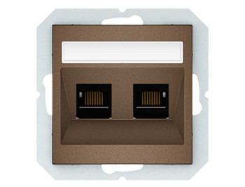Kомпьютерная розетка RJ45, Тайвань, двухместная, б\р, коричневая