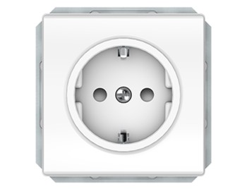 Розетка с заземлением, со шторками, без рамки, белоснежная