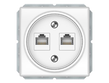 Kомпьютерная розетка RJ45, Тайвань, двухместная, б\р, белая