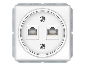 Tелефонная и компьютерная розетка, б\р, белая