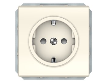 Розетка с заземлением, со шторками, без рамки, бежевая