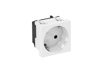 Розетка одинарная 2К+3 под углом 33° шторки 16А 250В (45х45 мм - 1 модуль Modul45) белая