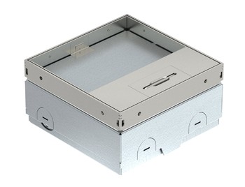 Лючок UDHOME-ONE с 1 розеткой (в крышке выемка 15 мм) 140х140х75–105мм, нагрузка 1529кг, нерж. сталь