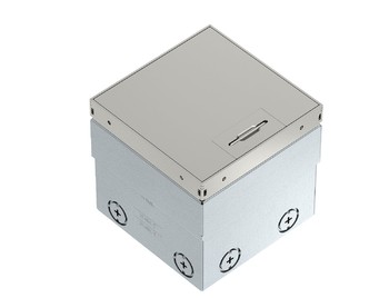 Лючок UDHOME2 укомплектованный 2 розетки 220В (крышка без выемки) 140х140х100–135 мм (нерж. сталь)