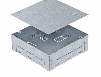 Монтажное основание компактное для лючка GES4 (коробка для лючка 6 розеток 45х45 мм) h=70-110 сталь