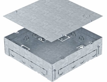 Монтажное основание компактное для лючка GES9 (коробка для лючка 12 розеток 45х45 мм) h=70-100 сталь